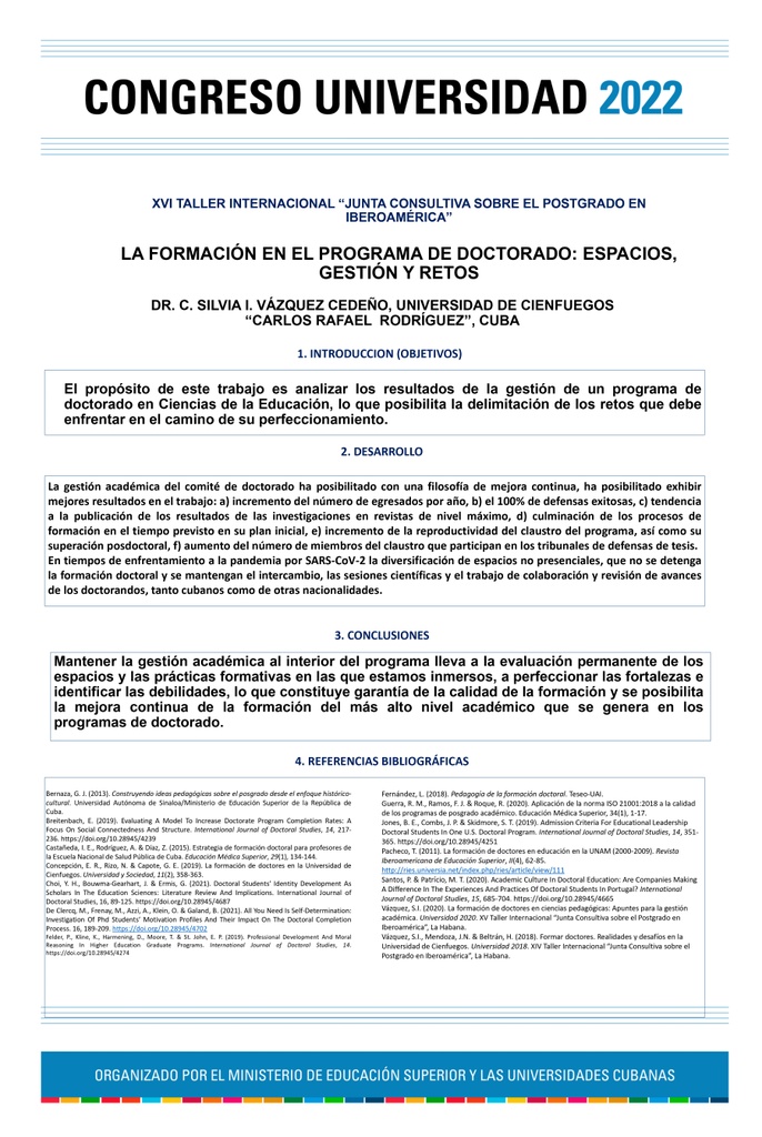 TRAINING IN THE DOCTORAL PROGRAM: SPACES, MANAGEMENT AND CHALLENGES