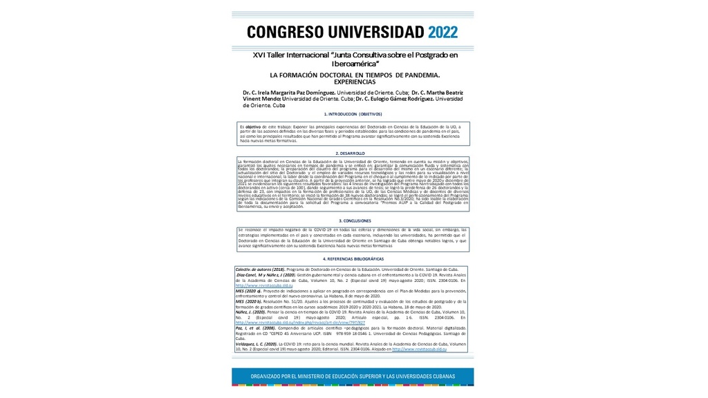 DOCTORAL TRAINING IN TIMES OF PANDEMIC. EXPERIENCES